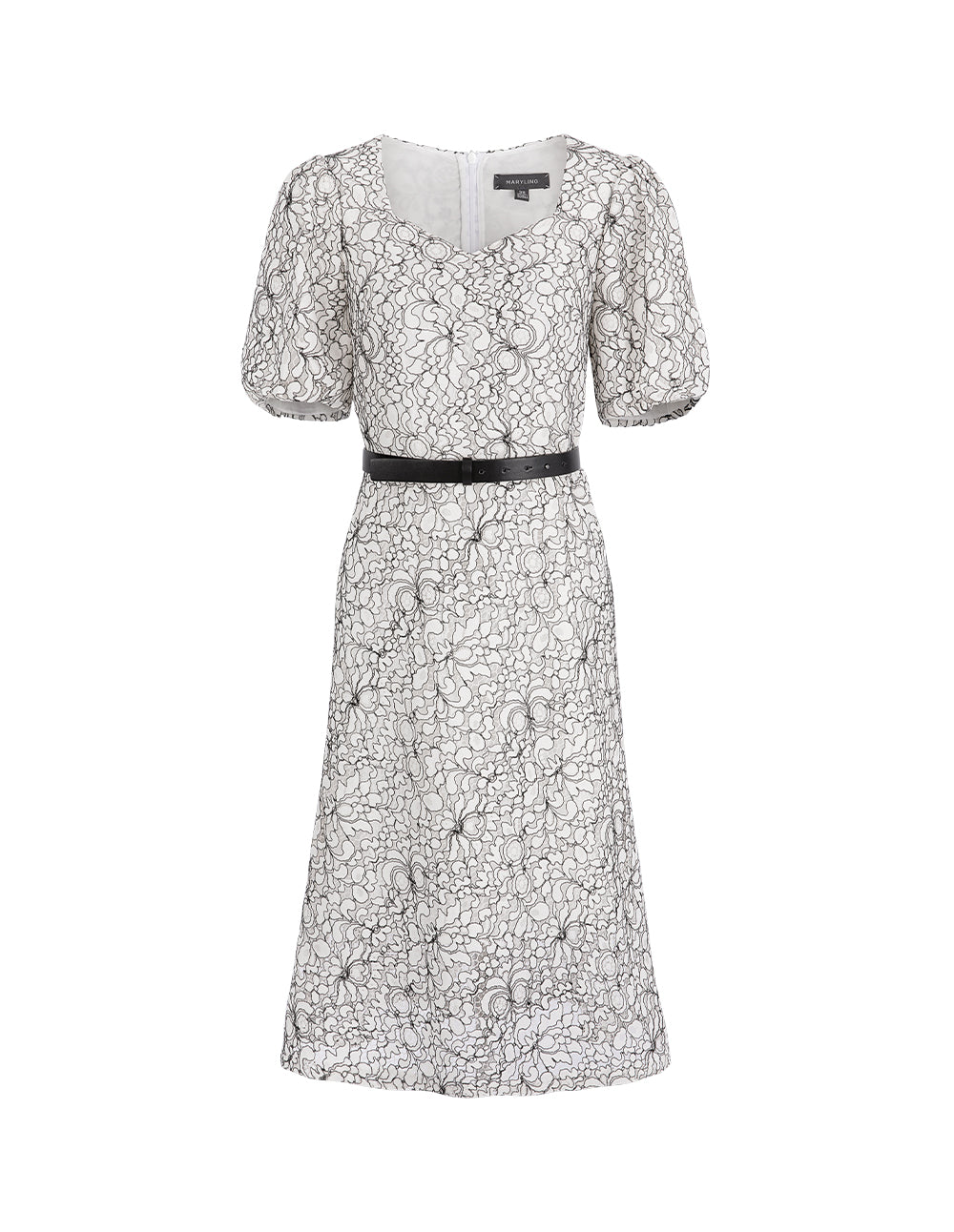 MARYLING Square Neck Puff Sleeve Lace Dress