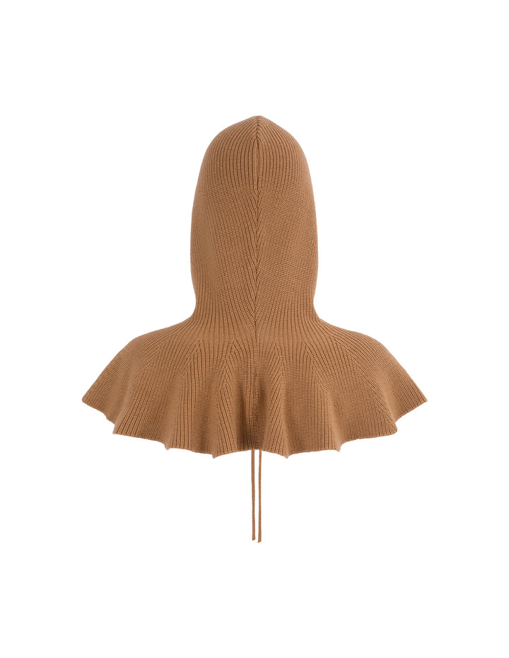 MARYLING Wool Knit Shawl with Collar and Tie Closure