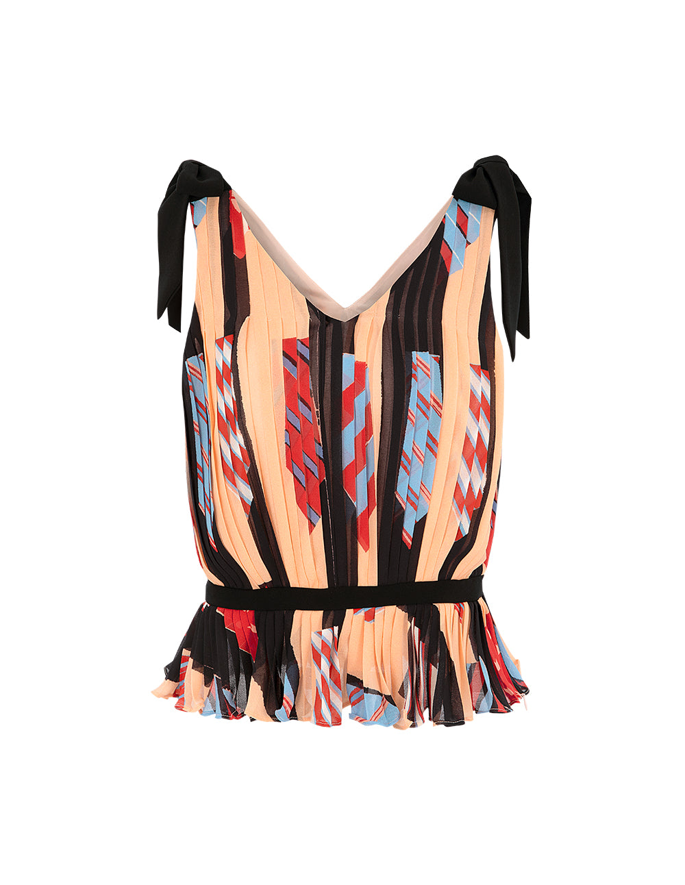 MARYLING Tie-Shoulder Pleated Top