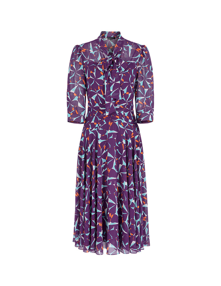 MARYLING Floral Half-Sleeves Midi Dress