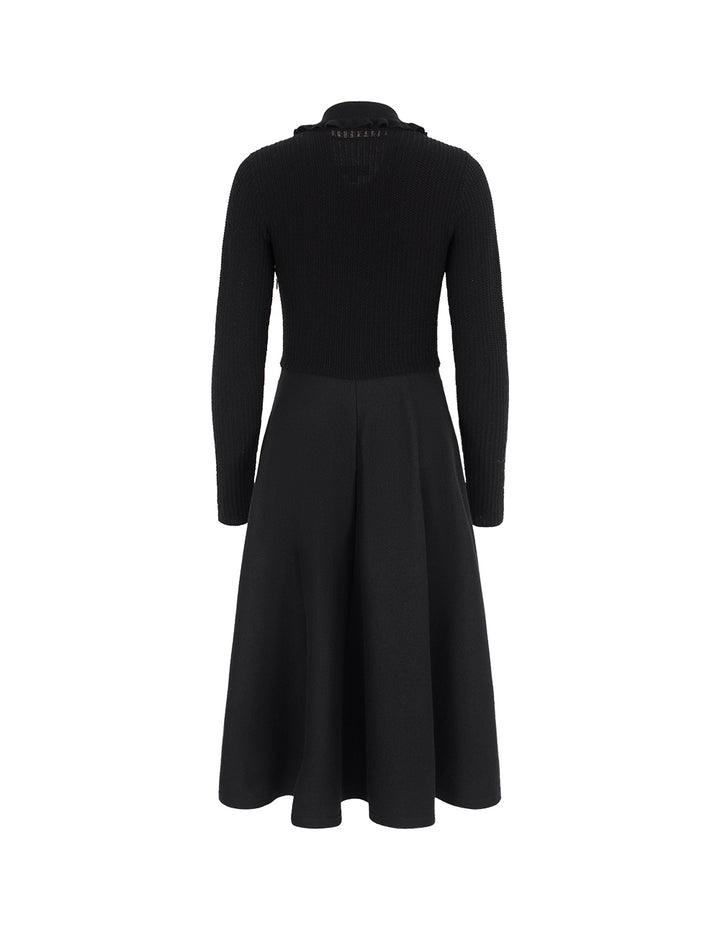 MARYLING Black Ruffled Large Skirt Dress