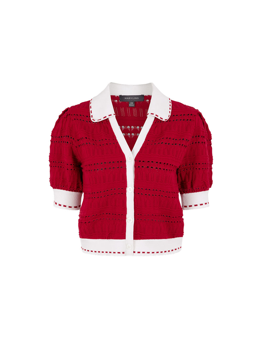 MARYLING Contrast Colour V-Neck Knitted Sweater