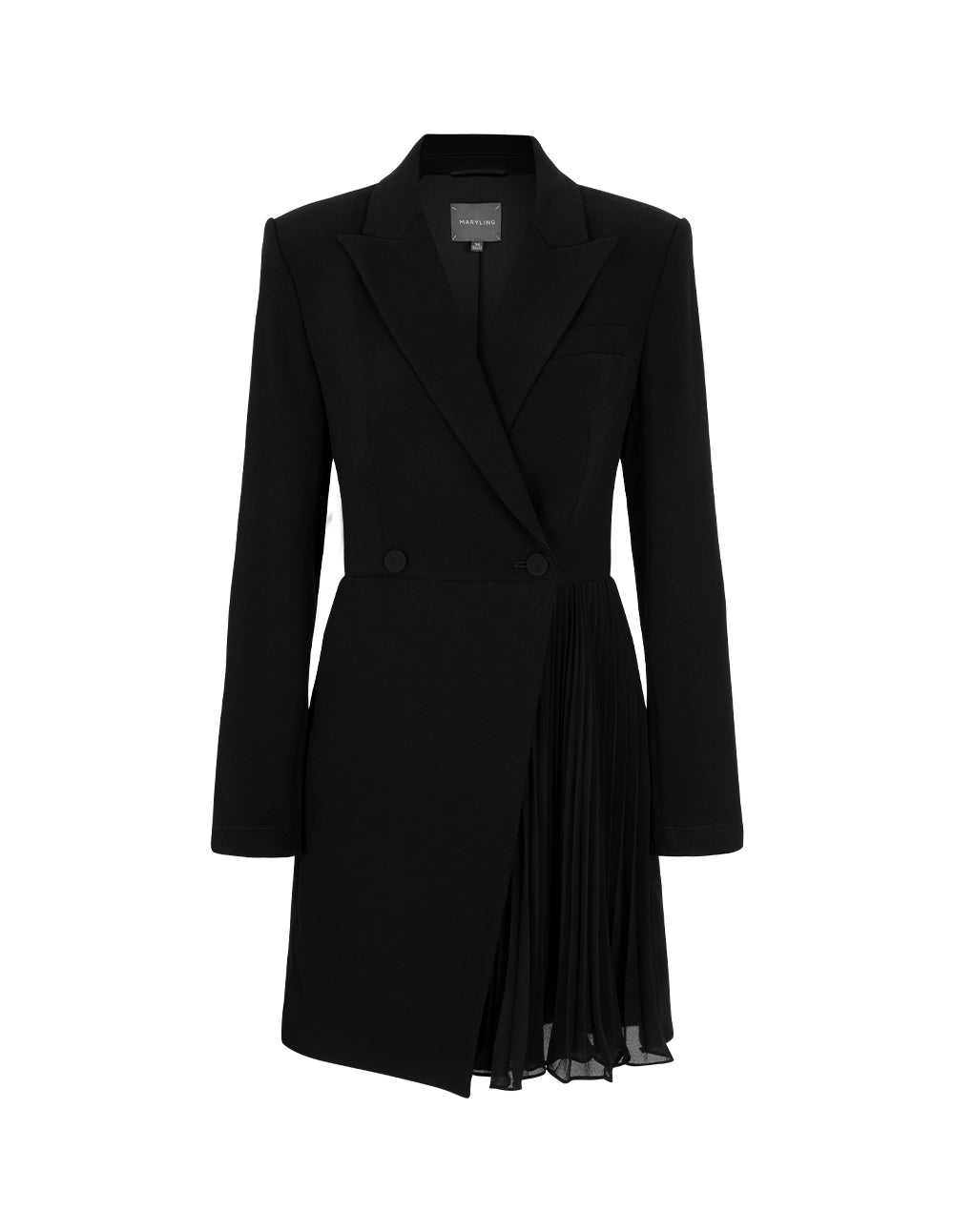MARYLING Lapel Asymmetric-Pleated Wrap Front Blazer