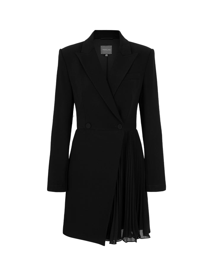 MARYLING Lapel Asymmetric-Pleated Wrap Front Blazer