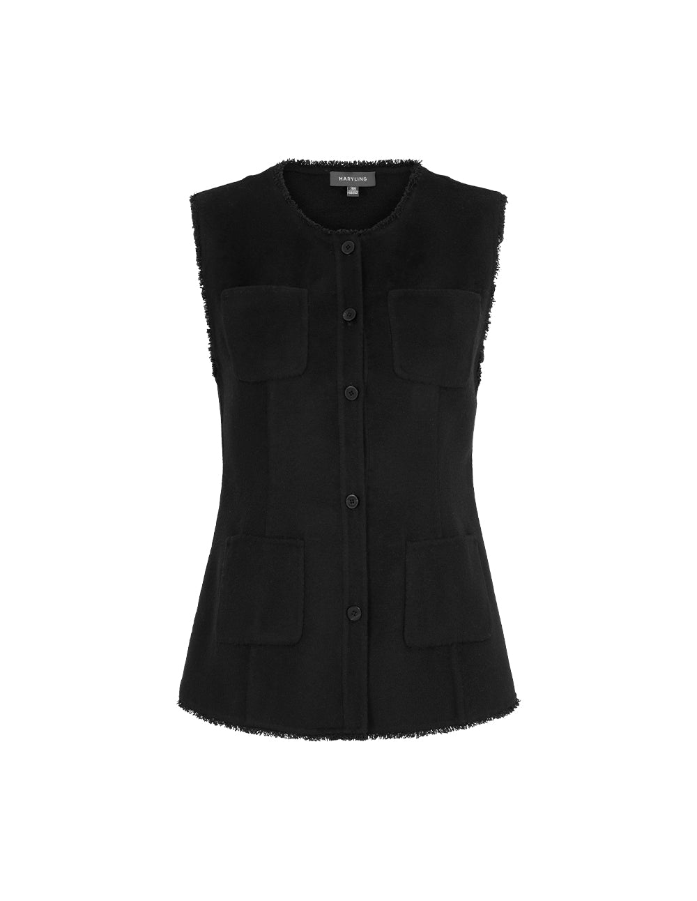 MARYLING Round Neck Fringed Double-Sided Woolen Vest