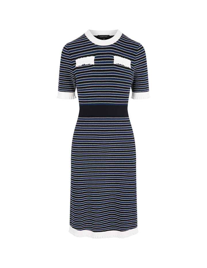 MARYLING Colour Block Crew Neck Knitted Dress