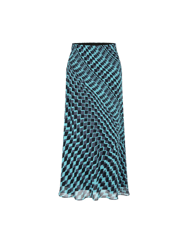 MARYLING A-Line Geometric Print Knee-Length Skirt