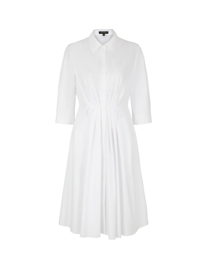 MARYLING Batwing-Sleeve Pleated Waist Midi Shirt Dress