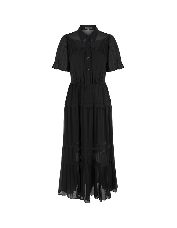 MARYLING Pleated Hem Shirt Dress