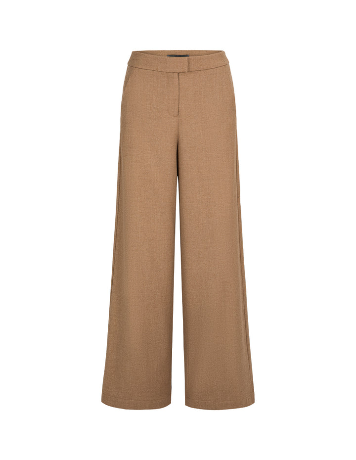 MARYLING Camel Wool High-Waist Straight-Leg Pants