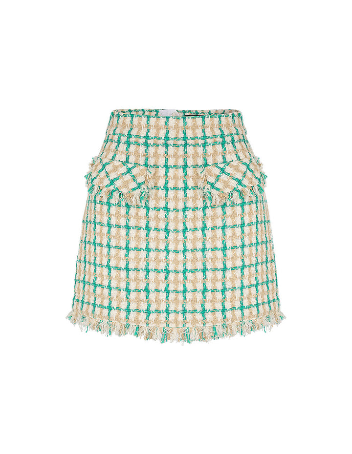 MARYLING Plaid Tweed Small A Line Skirt