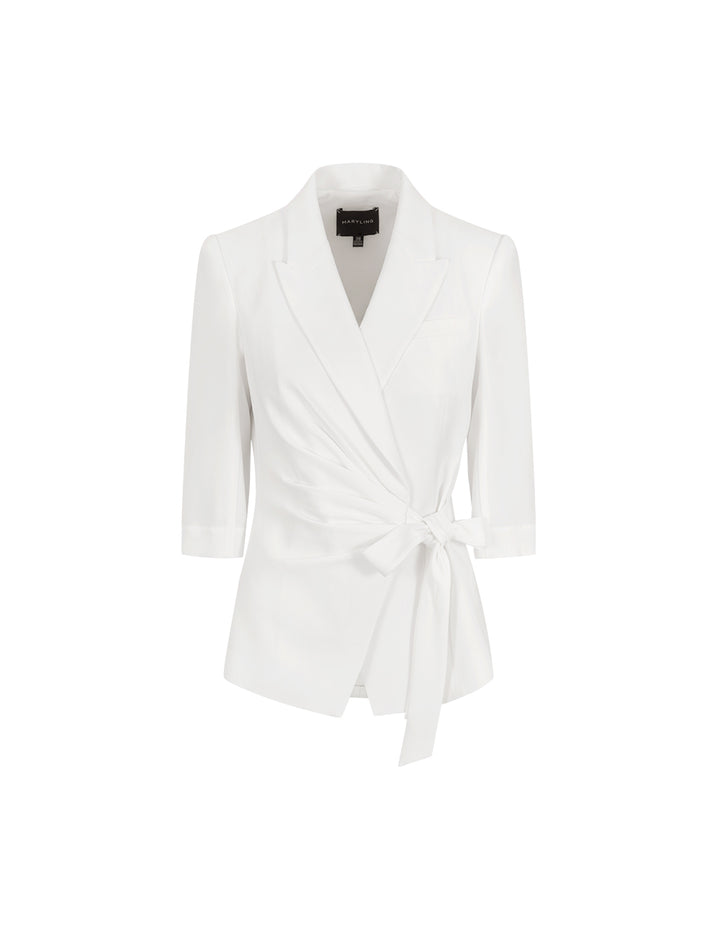 MARYLING White Pleated Strappy Blazer