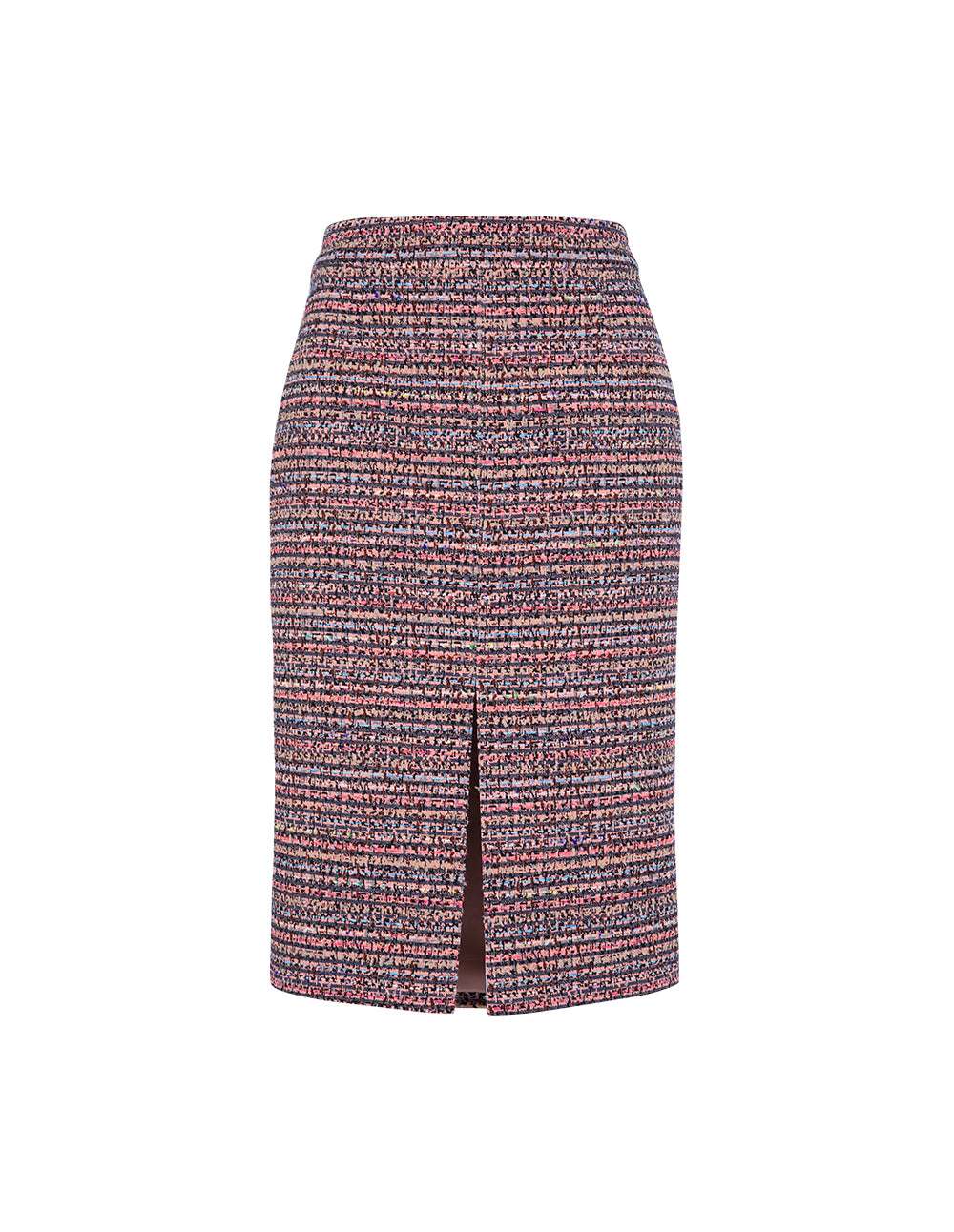 MARYLING Pink Striped Slit Tweed Skirt