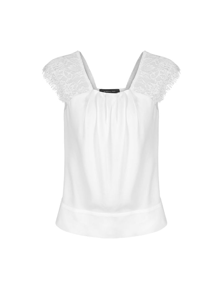 MARYLING White Lace Wide Shoulder Strap Vest