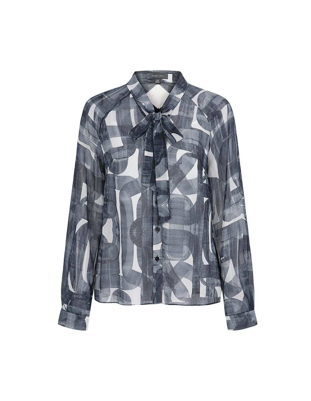 MARYLING V-Neck Ruffled Printed Blouse