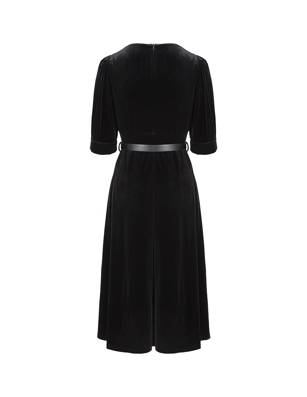 MARYLING V-Neck Black Velvet Dress