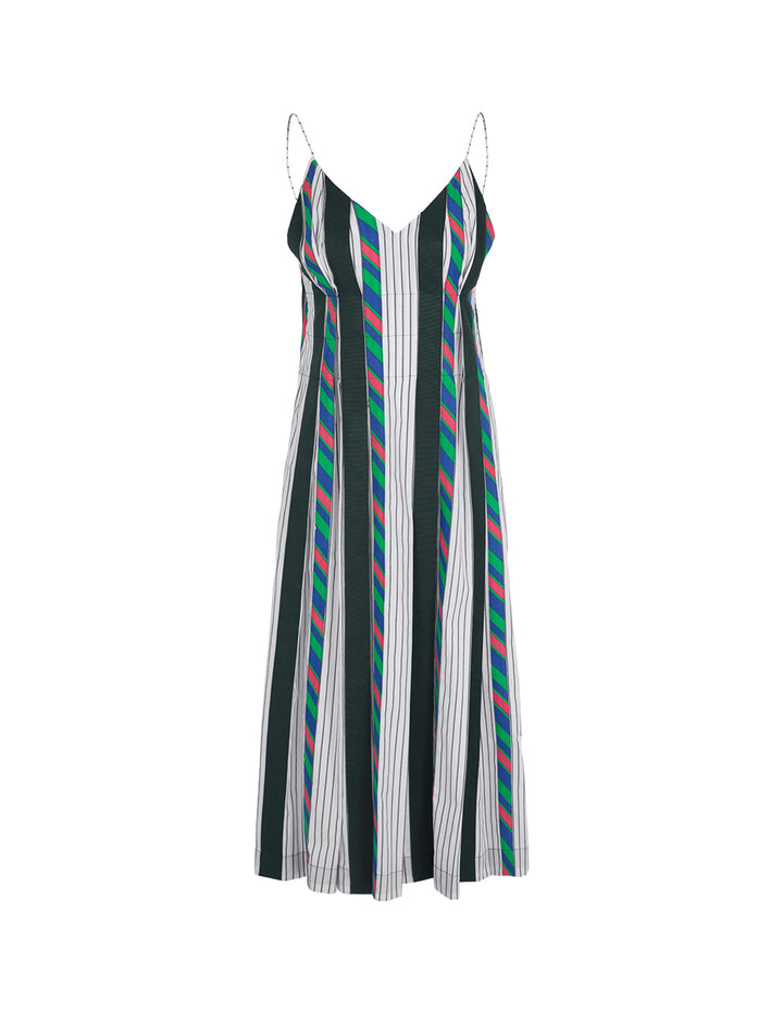 MARYLING Colour Striped Cotton Strappy Dress