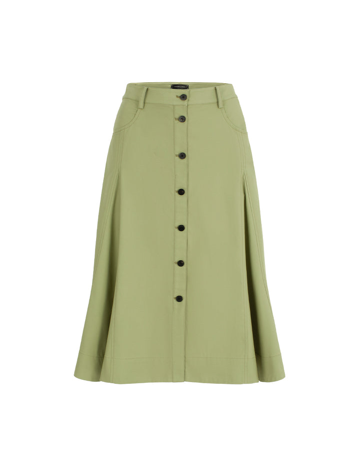 MARYLING Single-Breasted Waist-Cinched A-Line Knee-Length Skirt