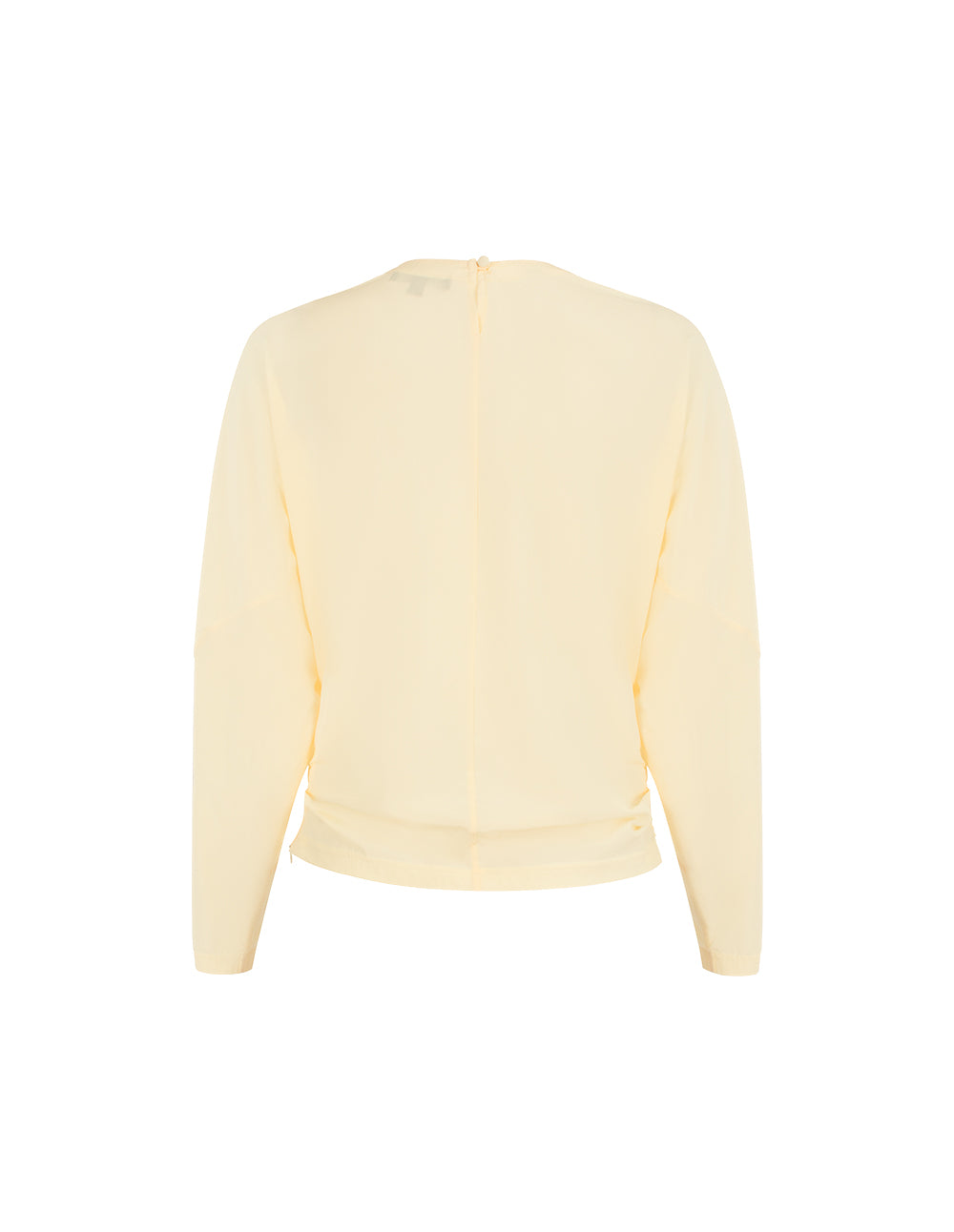 MARYLING Round Neck Long-Sleeve Pleated Silk Top