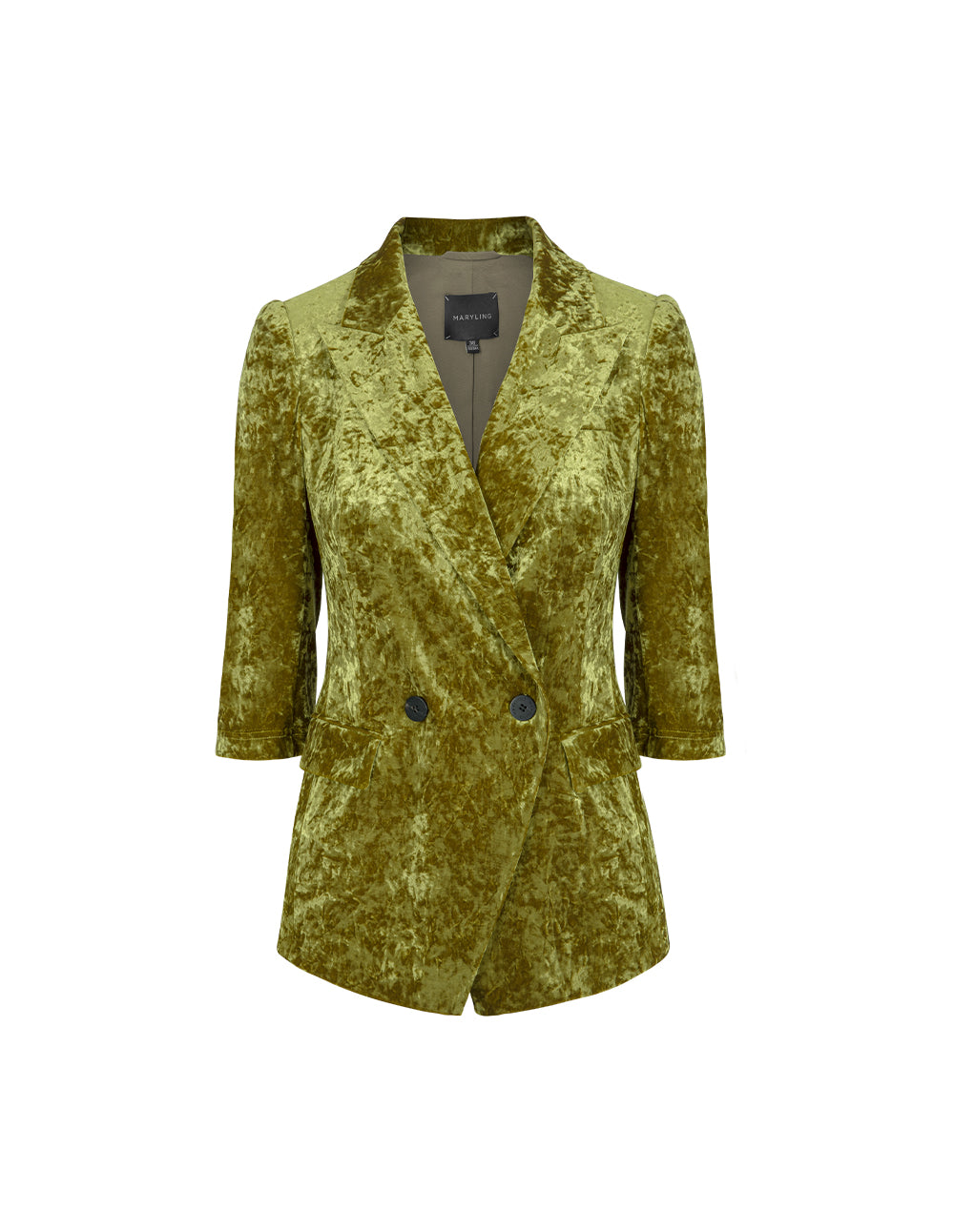 MARYLING Olive Green Velvet Blazer