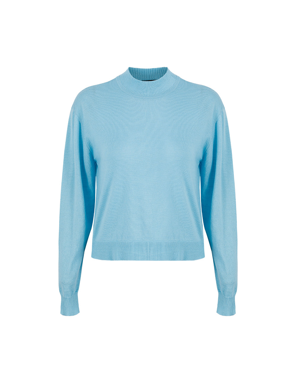 MARYLING Ribbed Semi-High Neck Loose Fit Wool Pullover