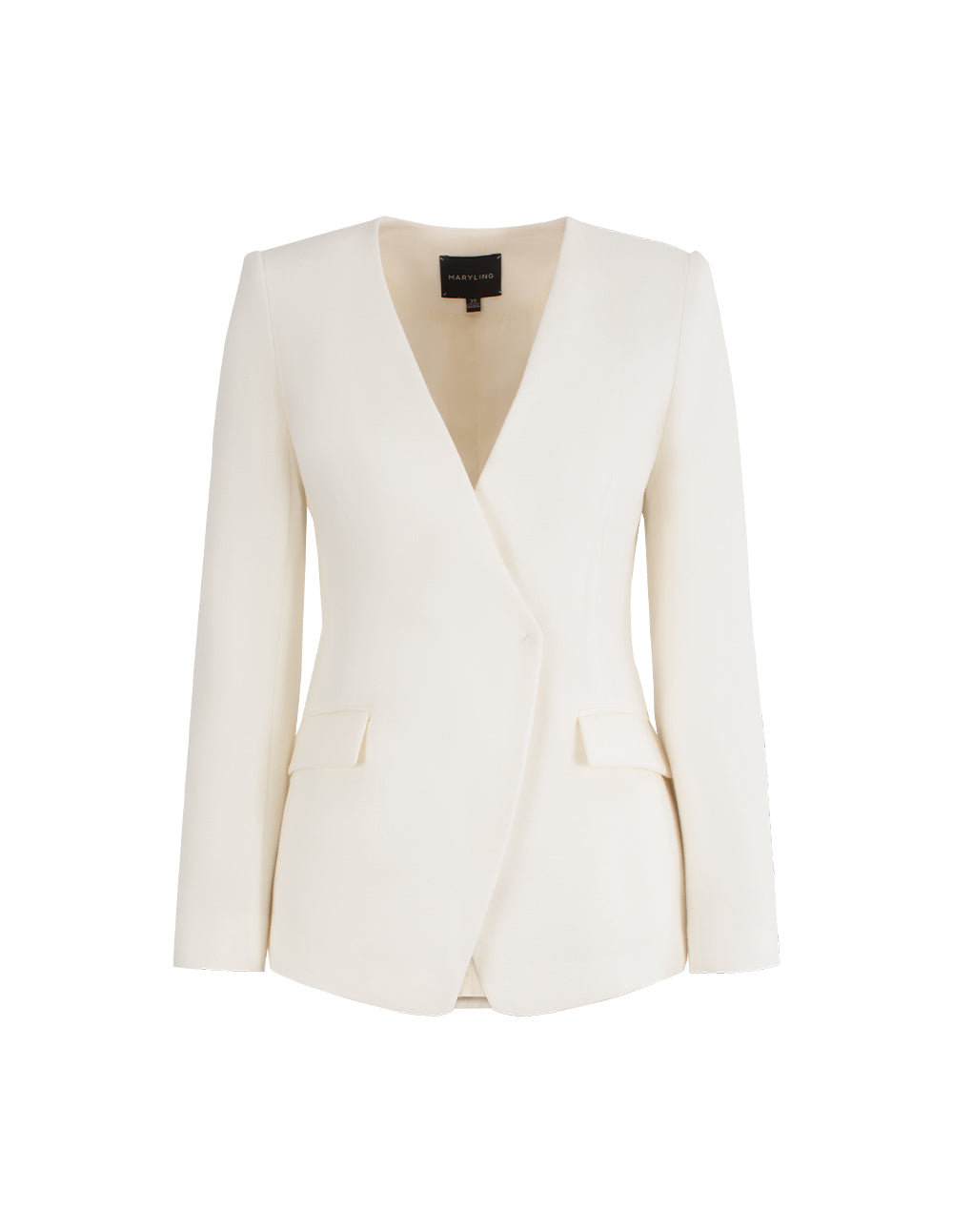 MARYLING V-Neck One-Button Long Sleeve Wool Blazer