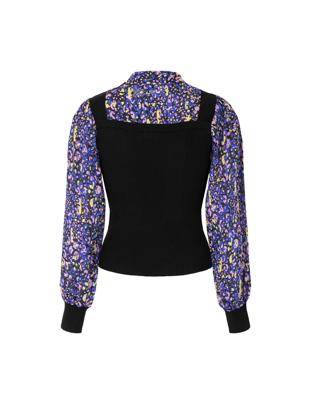 MARYLING Ribbon Silk Printed Top Patchwork Knitted Vest