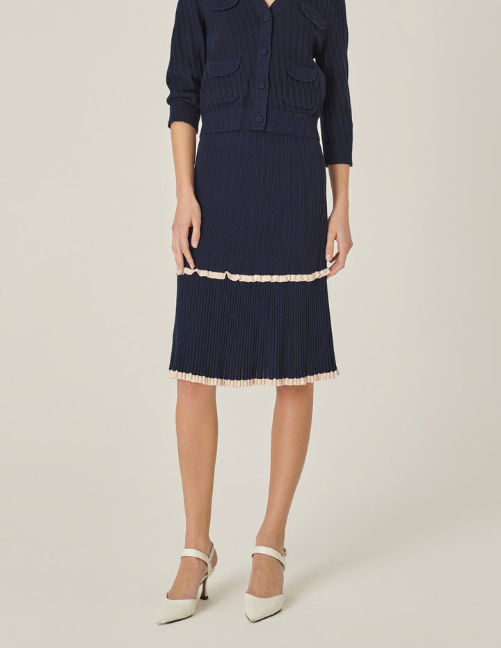 MARYLING Blue And White Contrasting Knitted Skirt