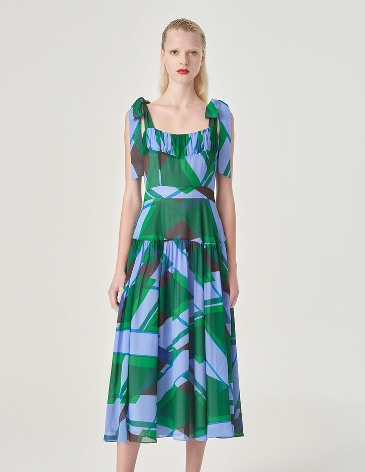 MARYLING A-Line Printed Dress With Shoulder Straps