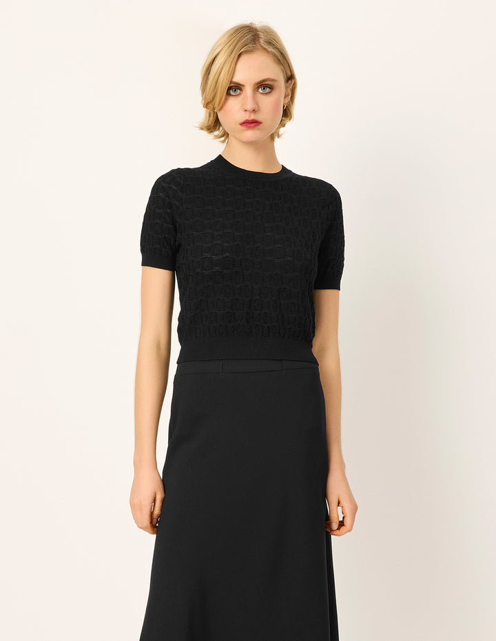 MARYLING Round Neck Short Sleeve Slim Fit Knit Top