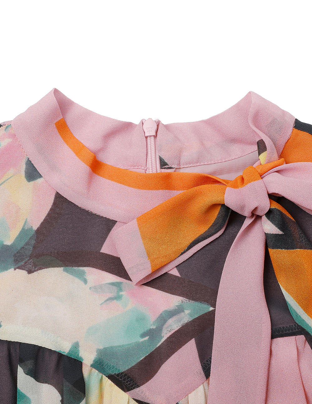 MARYLING Half Turtleneck Printed Long Sleeves Large Hem Midi Dress