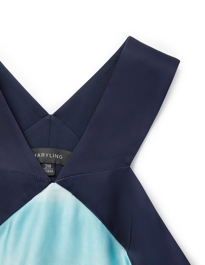 MARYLING V-Neck Sleeveless Printed Empire A-Hem Dress