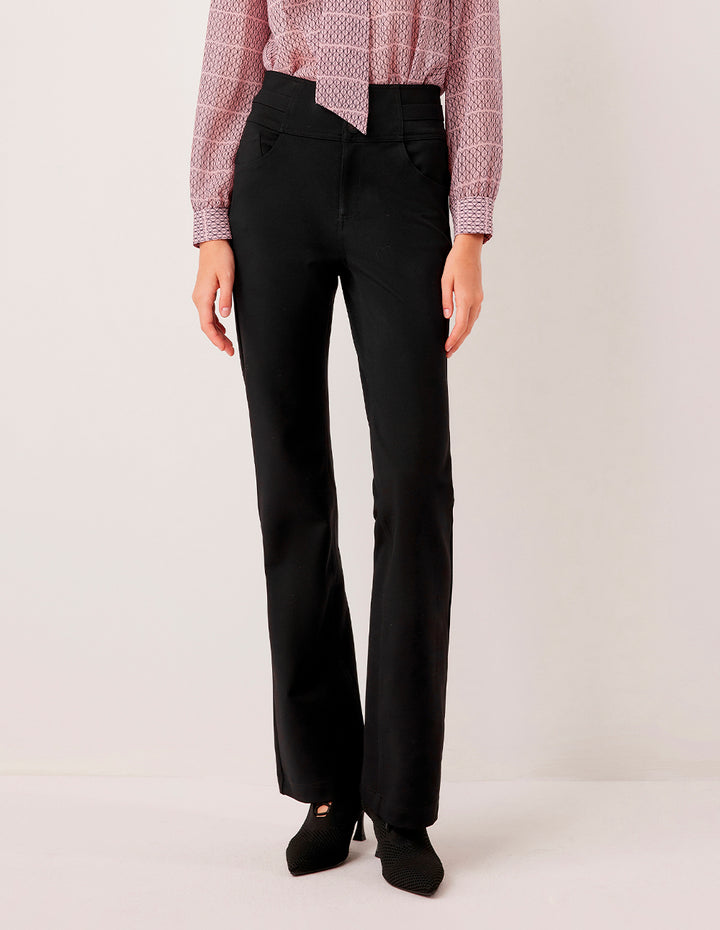 MARYLING High-Waisted Black Hip-Lifting Straight-Leg Trousers