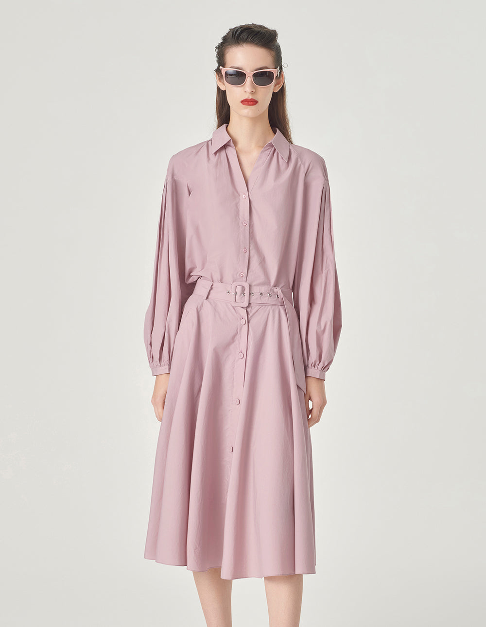 MARYLING Pink V-Neck Long Sleeves Blouse