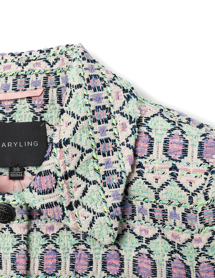 MARYLING Tweed Fringed Short Blazer