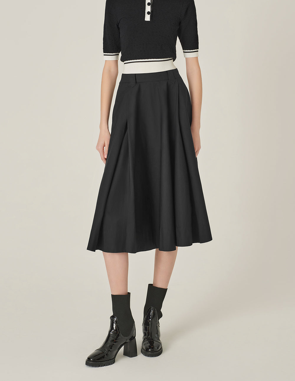 MARYLING Black Retro A-Line Umbrella Skirt