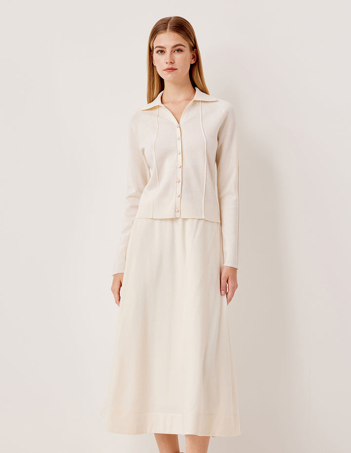 MARYLING Collared Long Sleeve Knit Pullover