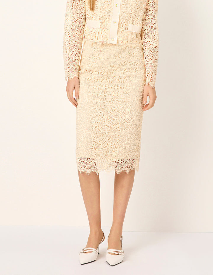MARYLING Straight Knee-Length Lace Skirt