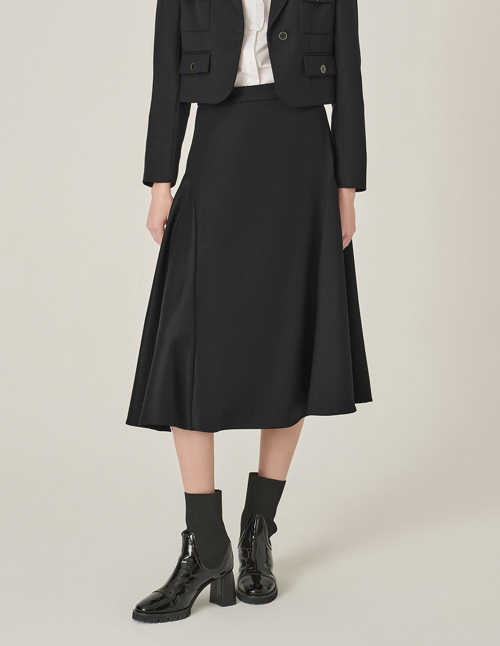 MARYLING Black Curved Split Skirt