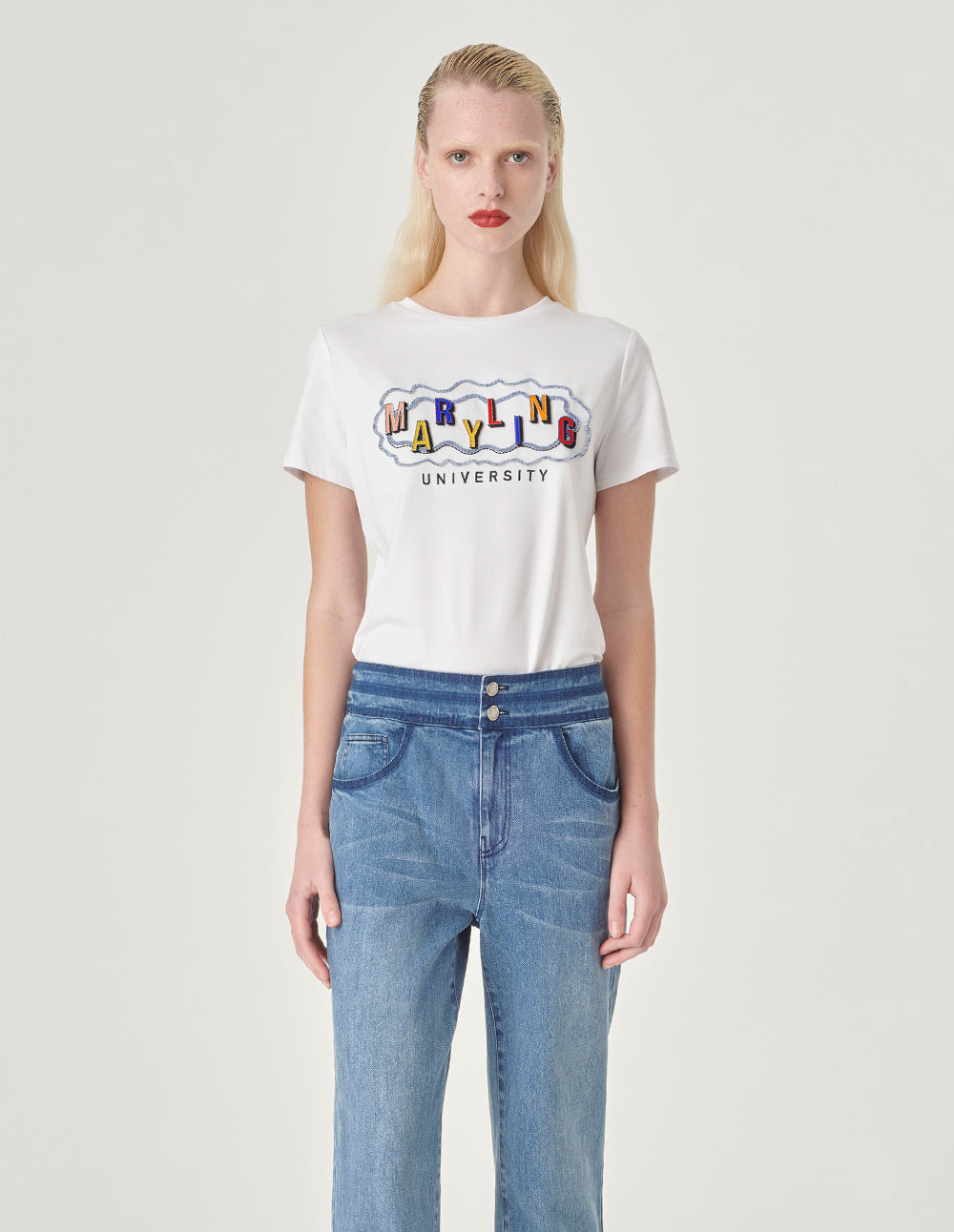 MARYLING White Embroidered T-Shirt