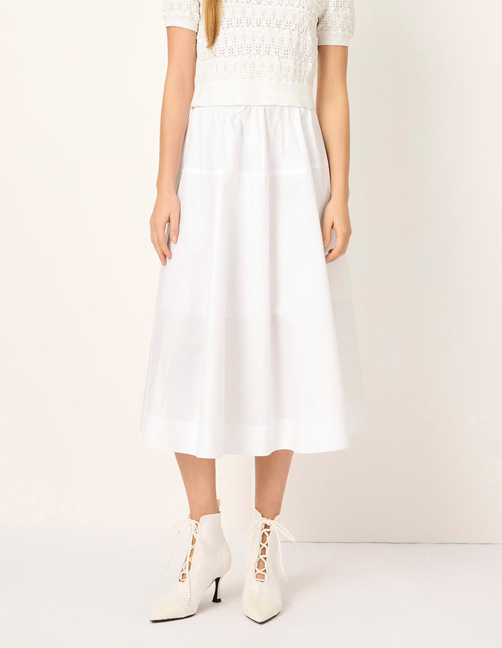 MARYLING Elastic High-Waist High-Count Cotton Knee-Length Skirt