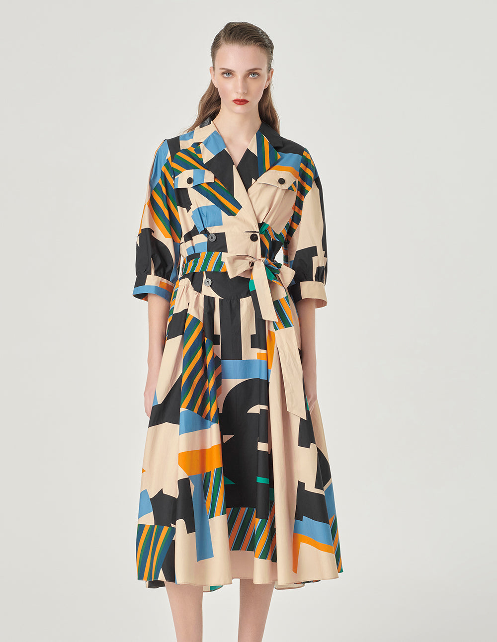 MARYLING Mid-Sleeve Printed Dress