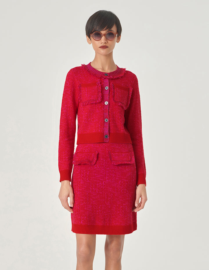 MARYLING Berry Red Knitted Skirt