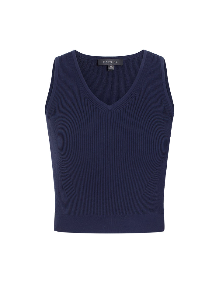 MARYLING V-Neck Sleeveless Fitted Cropped Knit Vest