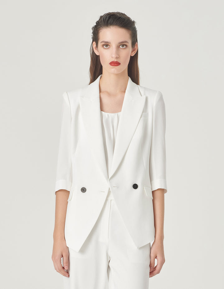 MARYLING White Classic Silhouette Blazer