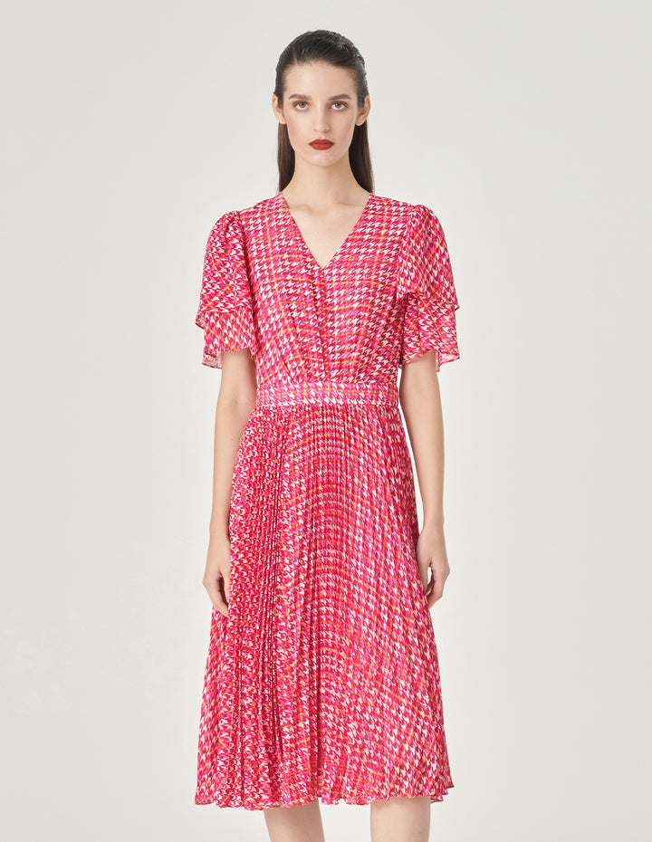MARYLING Houndstooth Sunpleat Dress