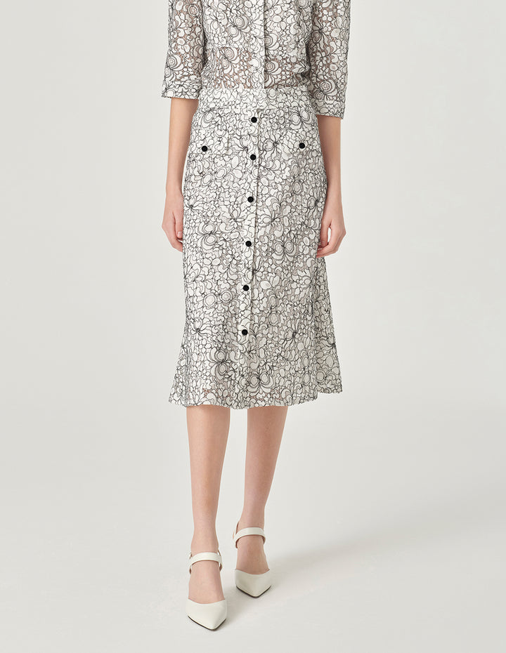 MARYLING Contrast Color Lace Fishtail Skirt