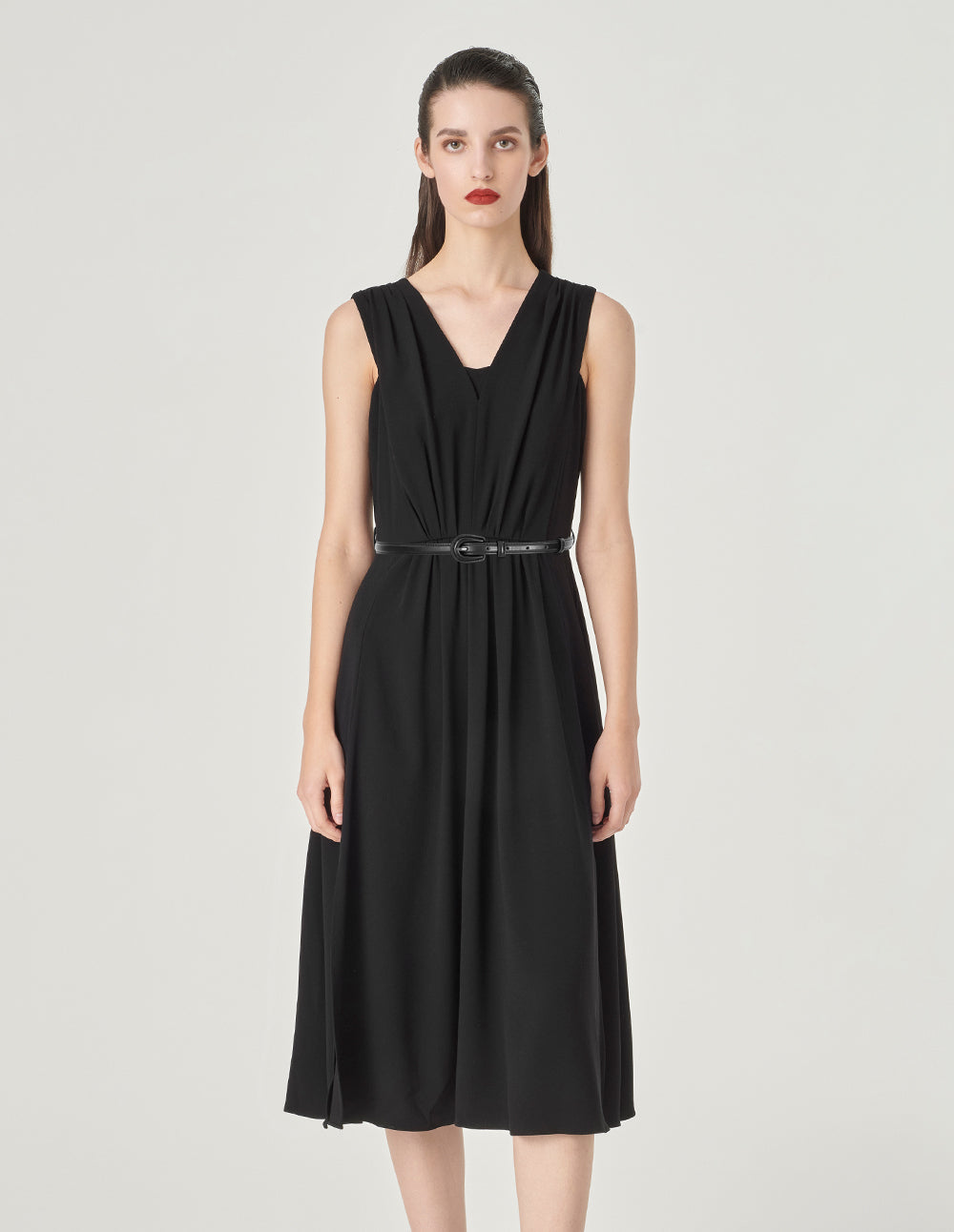 MARYLING V-Neck Sleeveless Slim Midi Dress