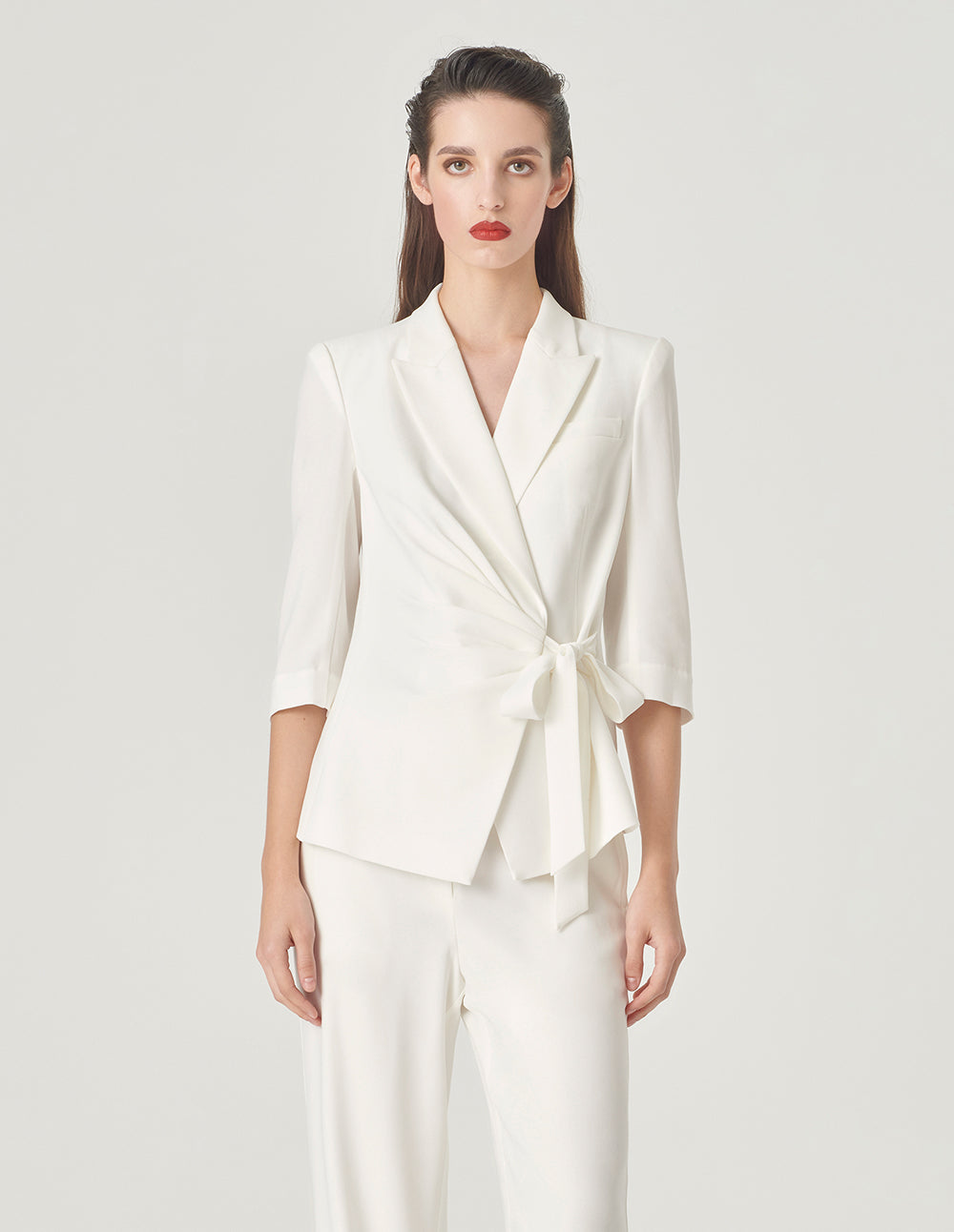 MARYLING White Pleated Strappy Blazer