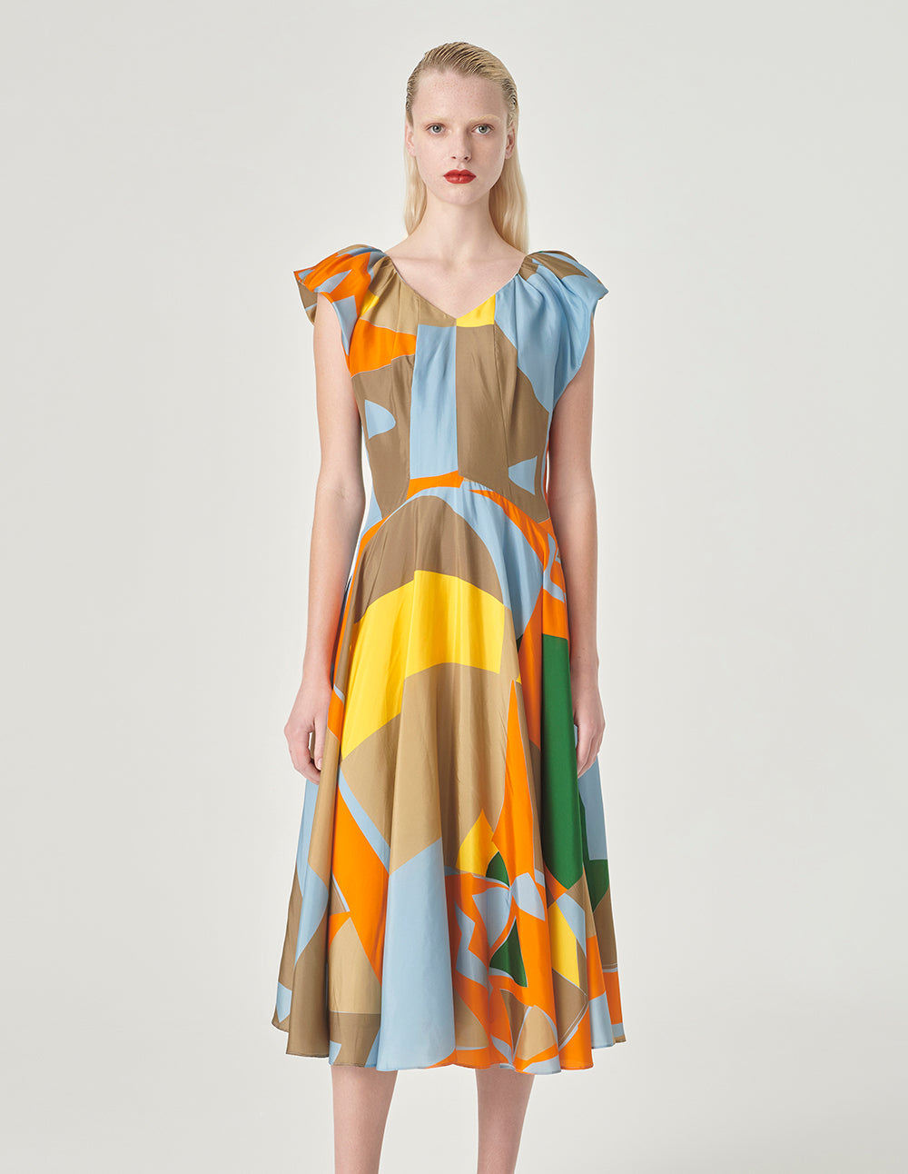 MARYLING Butterfly-Sleeveless Print Empire Waist Dress